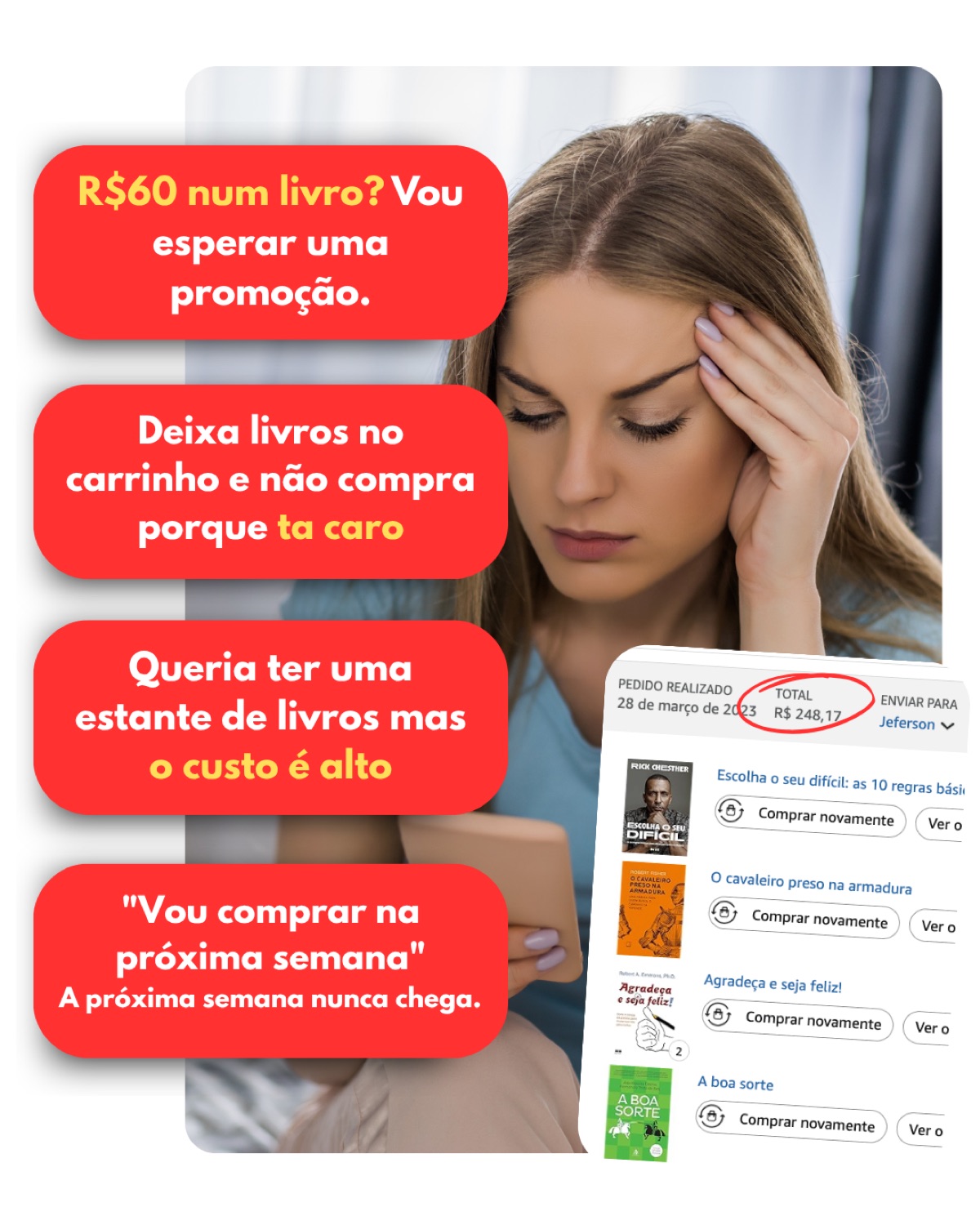 Ruminações mentais de quem quer comprar livros mas acha caro